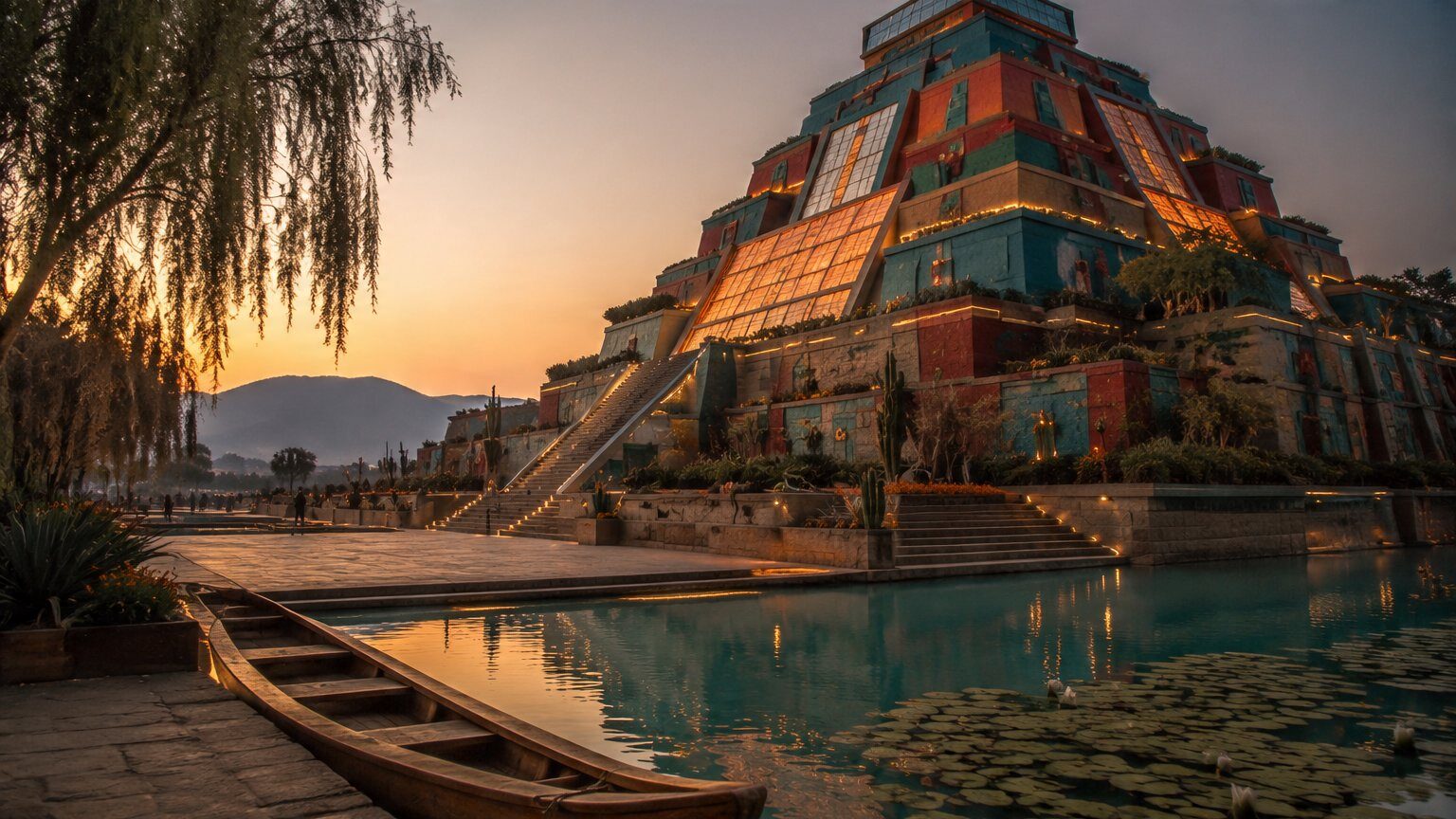 Aztlán — solarpunk pyramid architecture