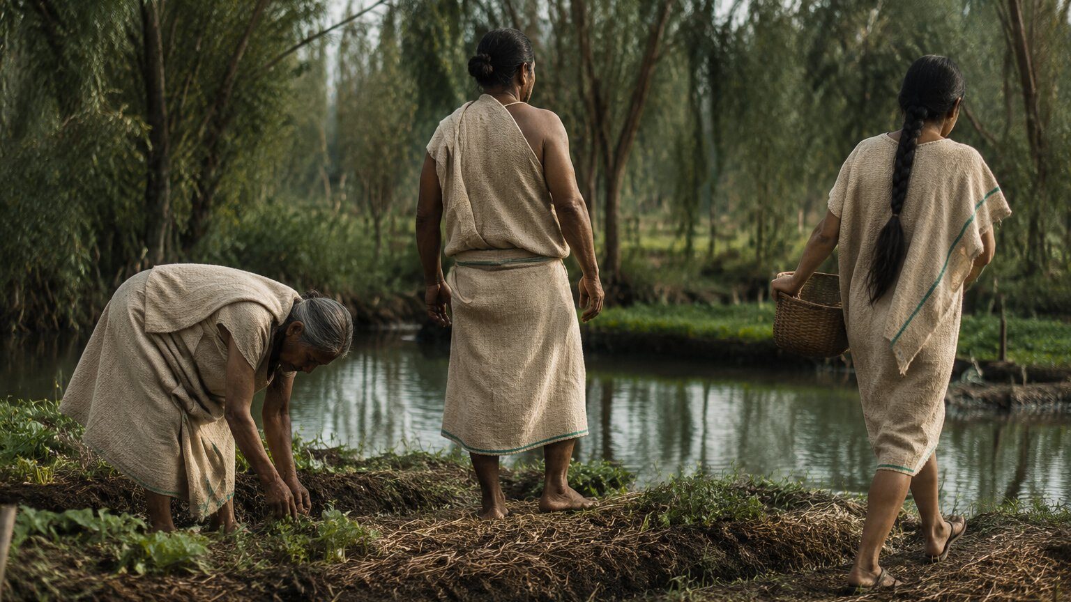 Aztlán — local dress and chinampa farming