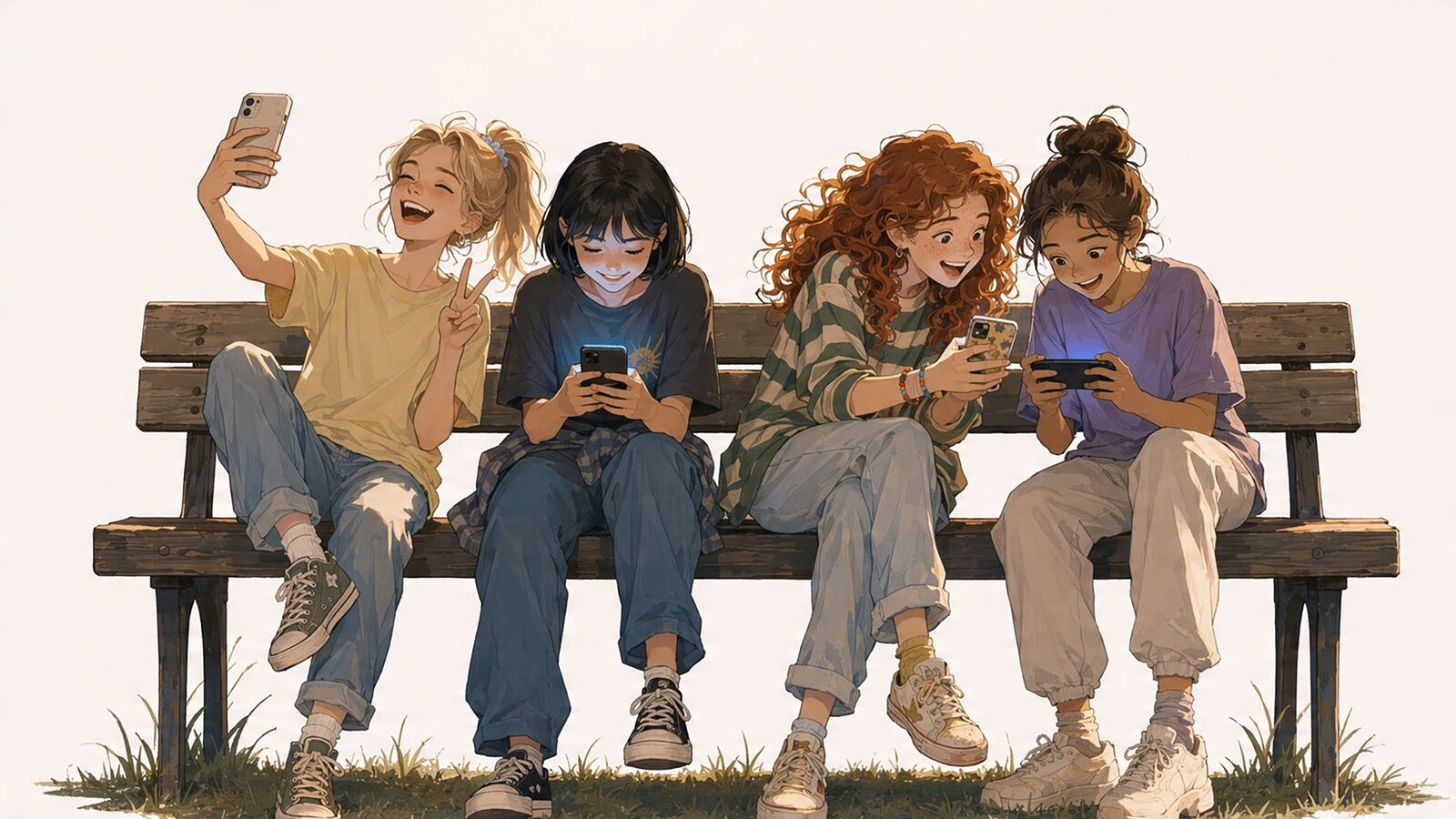 Girls on a bench