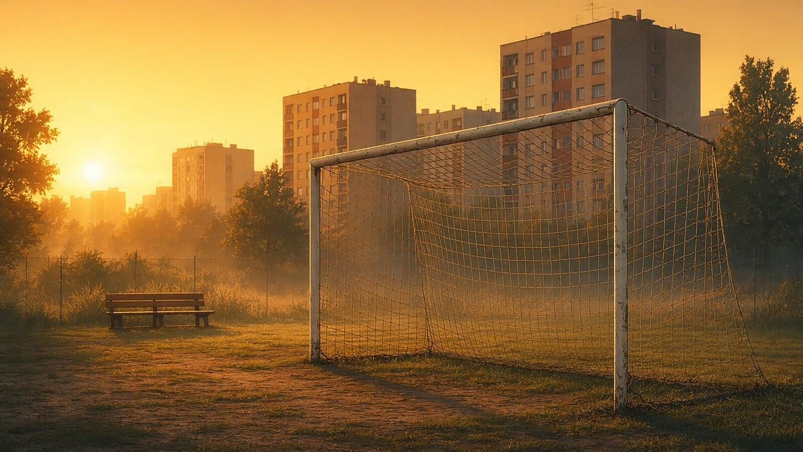 Soccer field at dawn