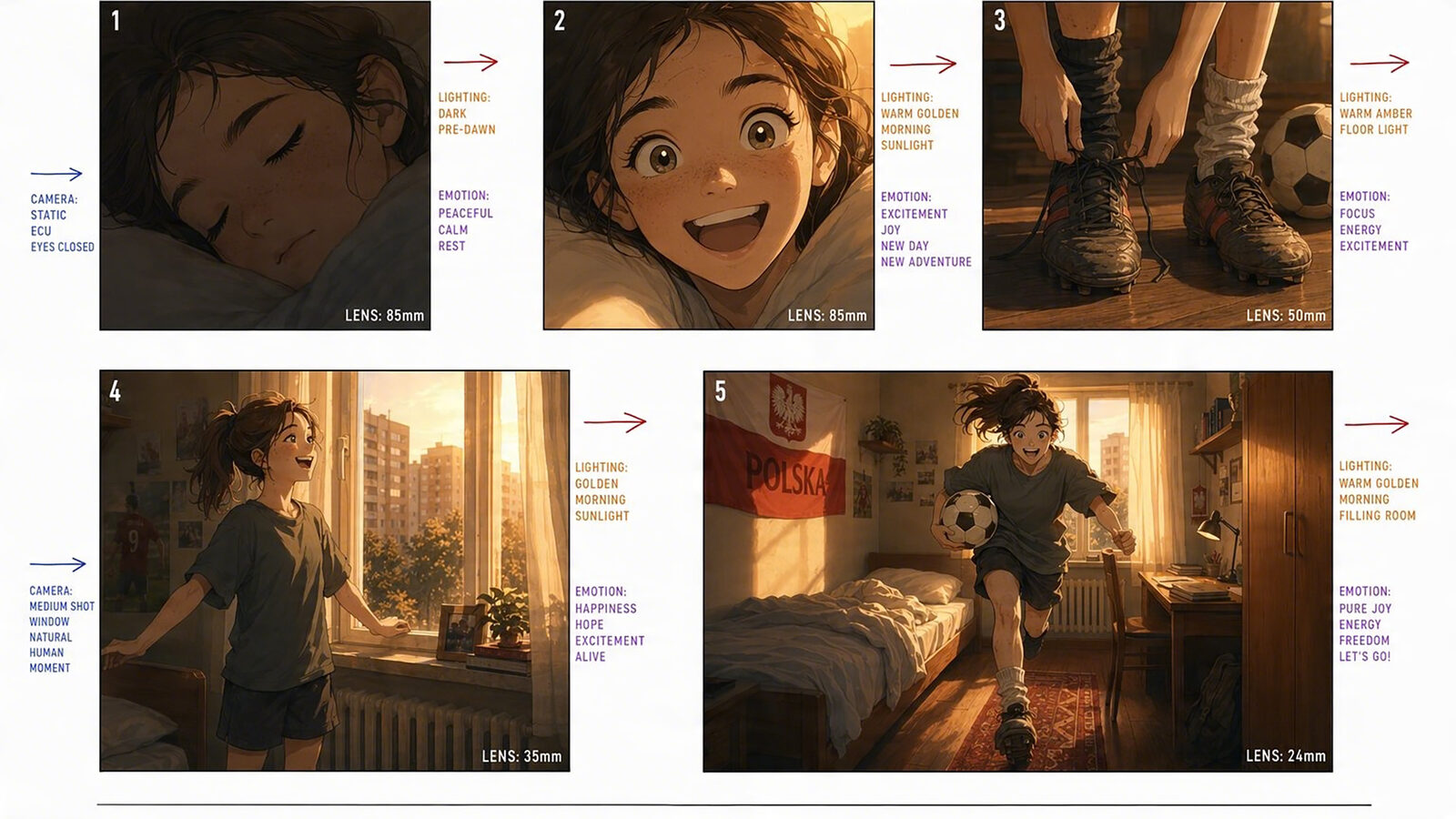 Storyboard — morning sequence
