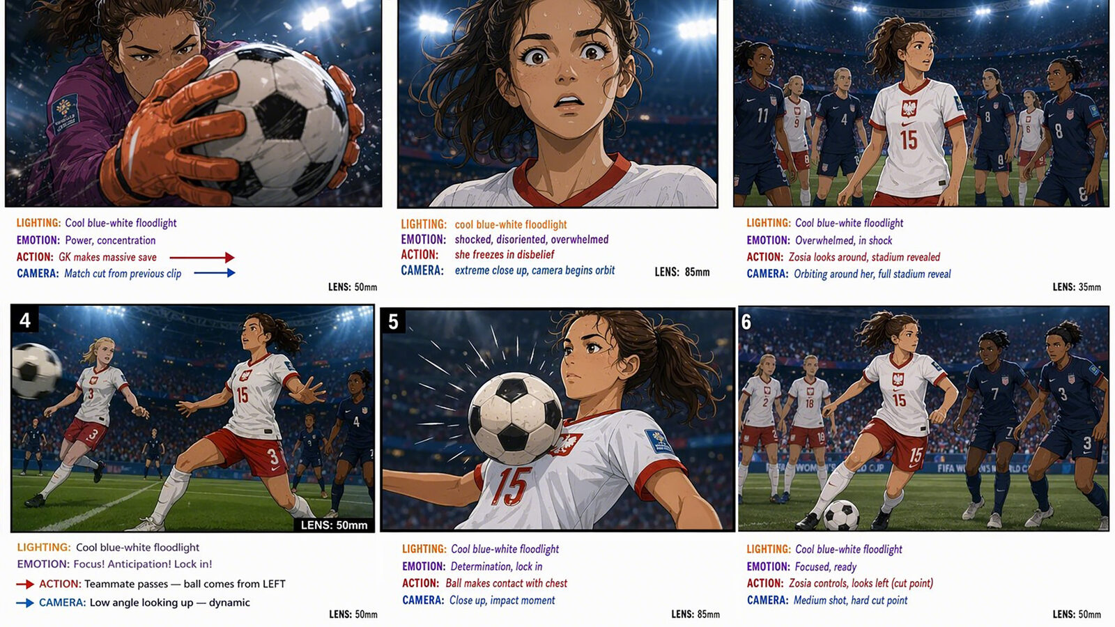 Storyboard — stadium sequence