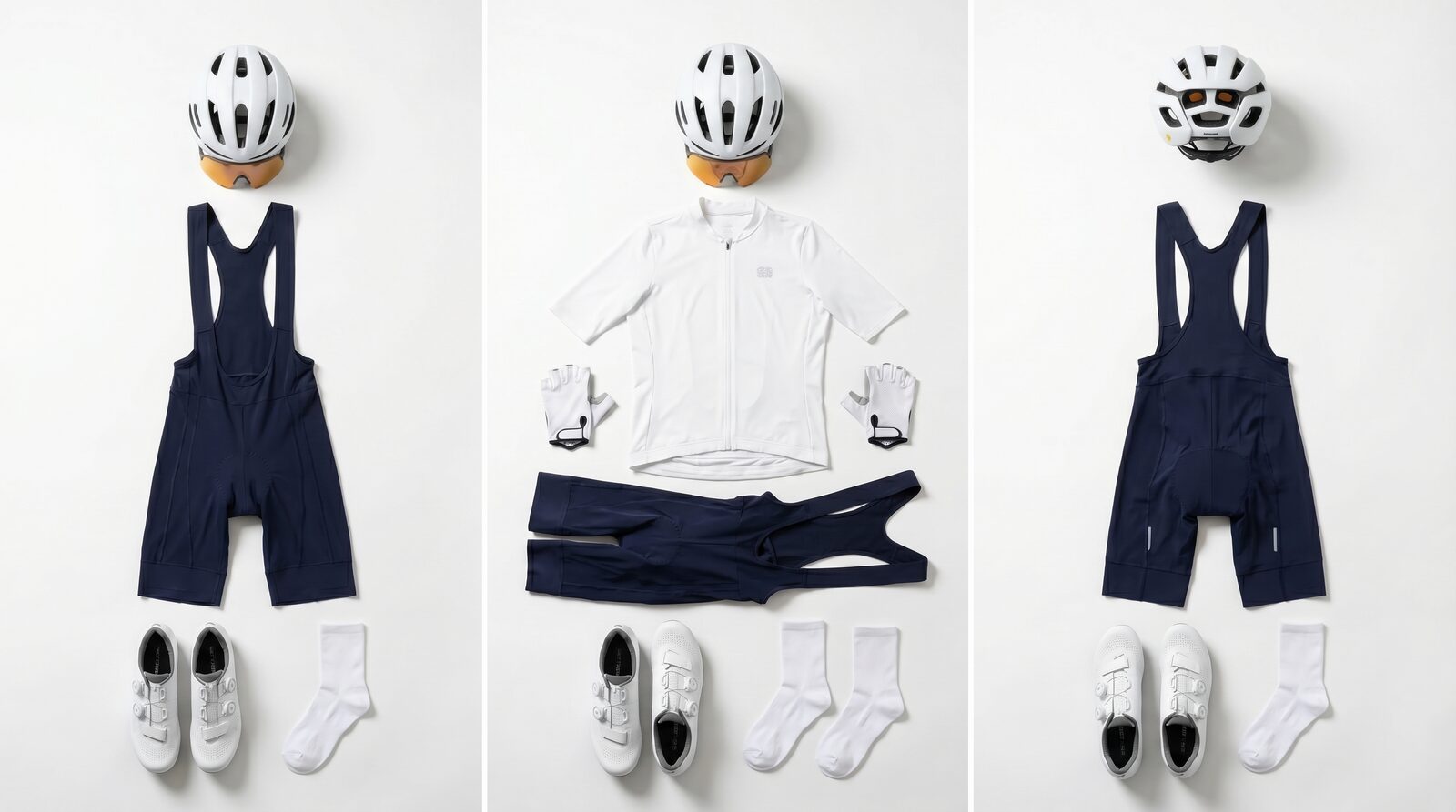 Cycling gear flat lay